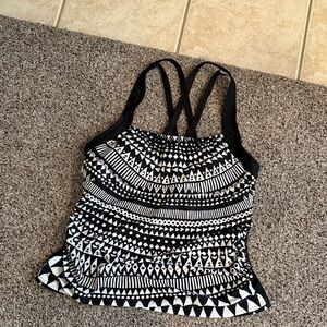 24th & Ocean Black and White Geometric Swim Camisole